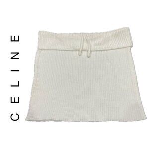 CELINE KNITTED TUBE TOP ON COTTON IVORY SZ SMALL PREPPY CHIC SEXY CELINE TOP